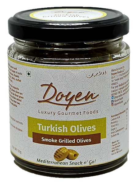 Doyen Smoke Grilled Green Olives - Imported Mediterranean Olives | Best for Salads & Mezze Platter |