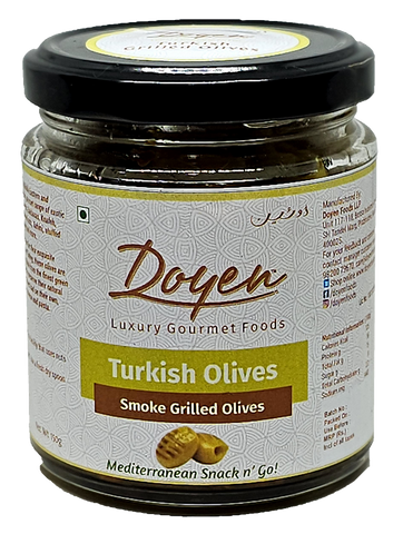 Doyen Smoke Grilled Green Olives - Imported Mediterranean Olives | Best for Salads & Mezze Platter |