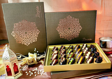 Brown Rose Gold Box<br> 24pcs Assorted Filled Dates